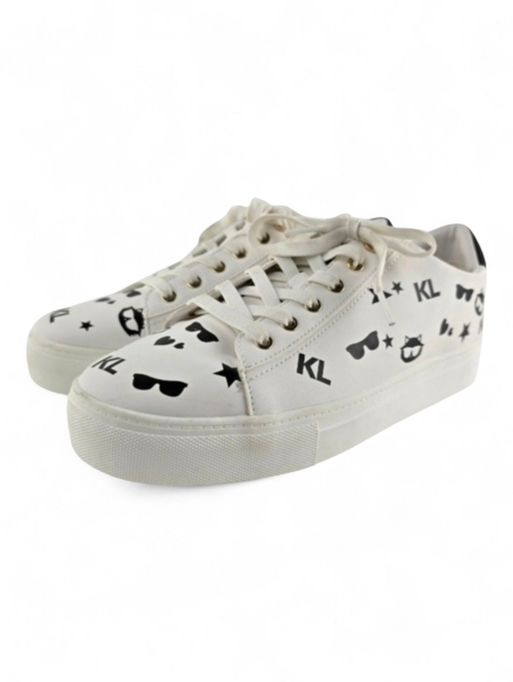 Karl Lagerfeld Paris Women Cate Choupette Icon Sneakers White Black 10